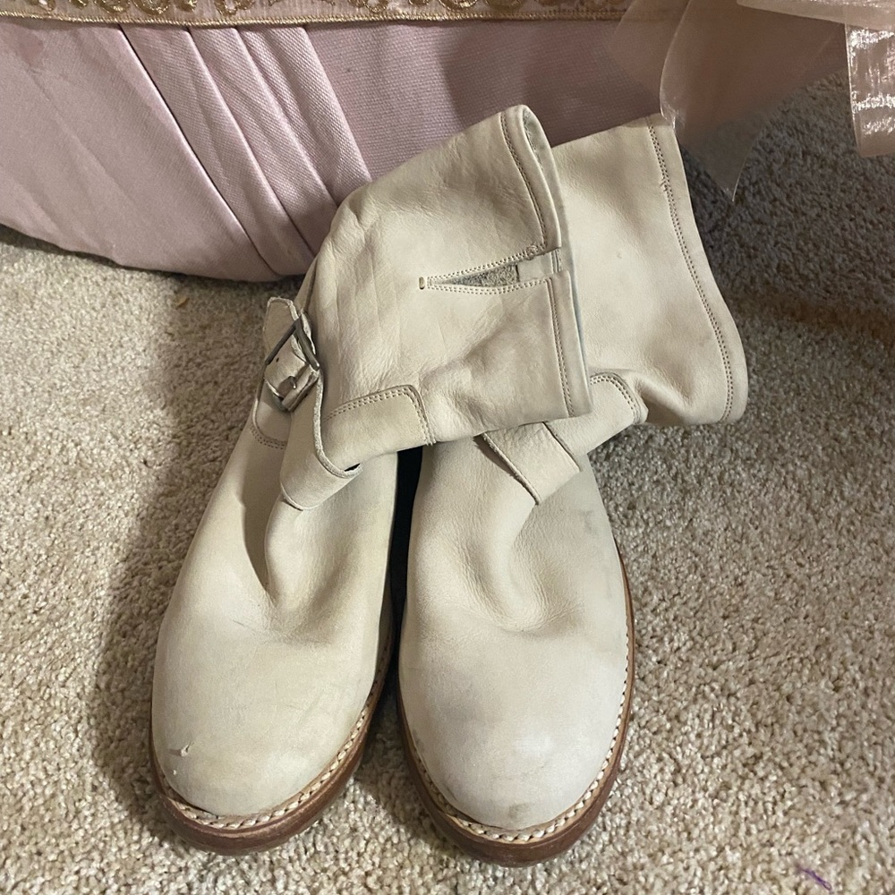 Frye cream suede boots- size 10